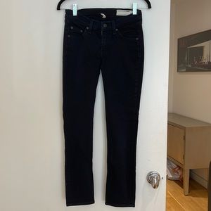 Rag & Bone straight leg skinny cropped jean in dark blue